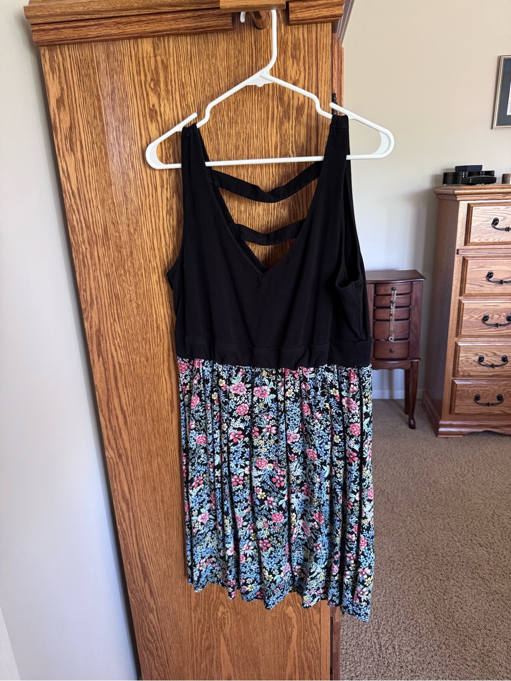 torrid Black Floral Fit-and-Flare Dress